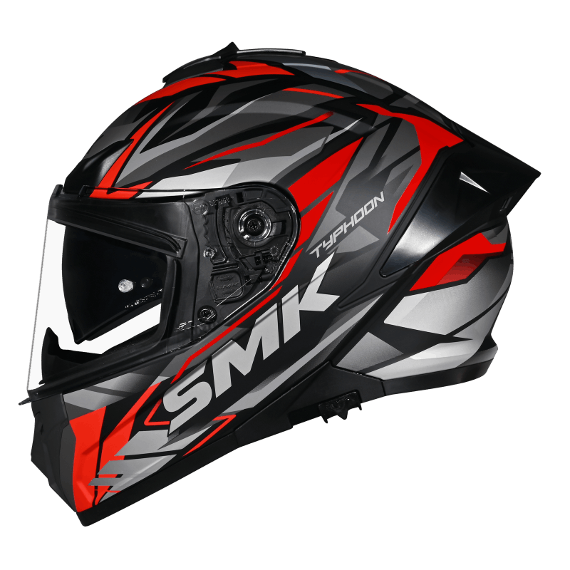 SMK Typhoon Rival MA263 Motorcycle Helmet - Matt Black / Red