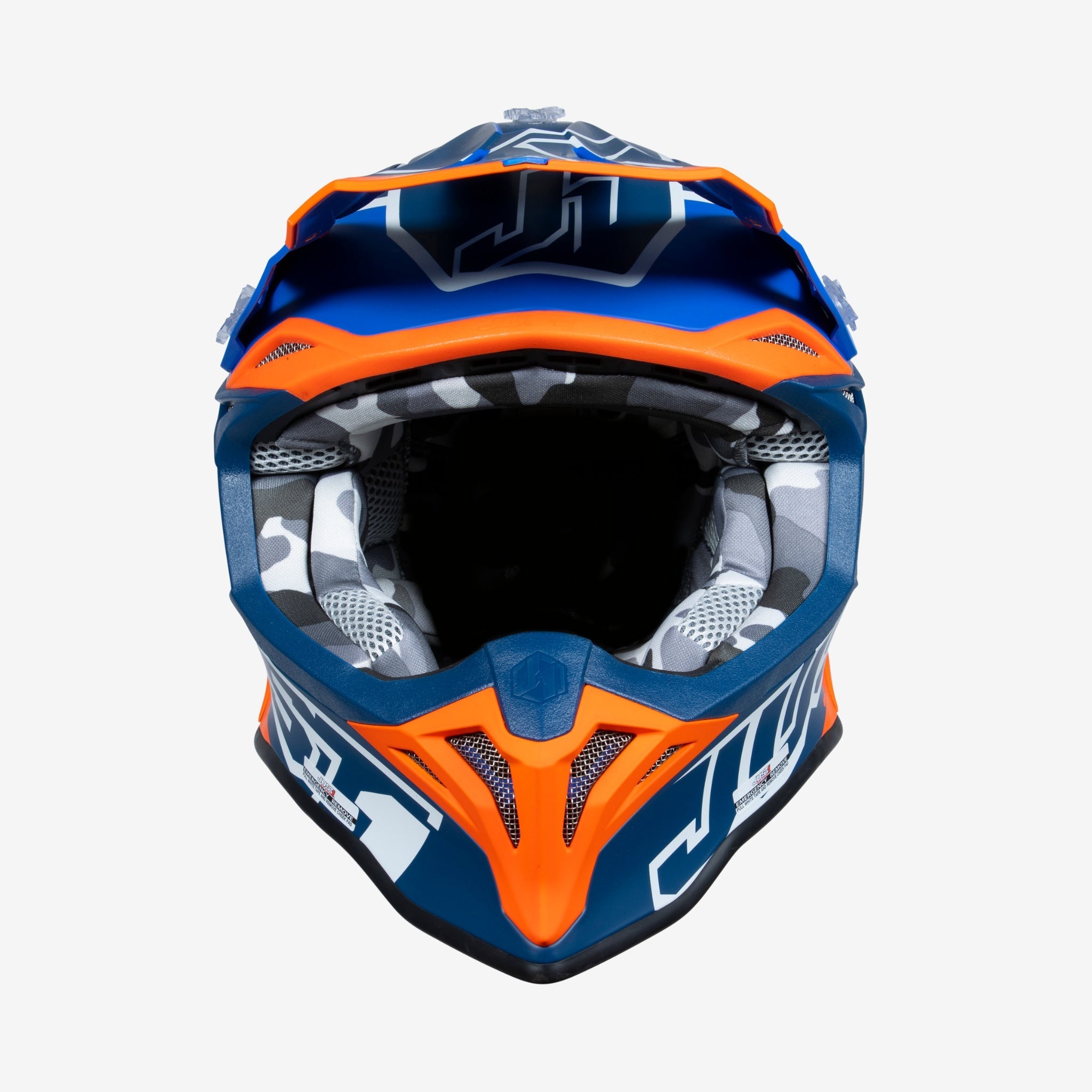 JUST1 J39 THRUSTER WHITE ORANGE BLUE MX HELMET