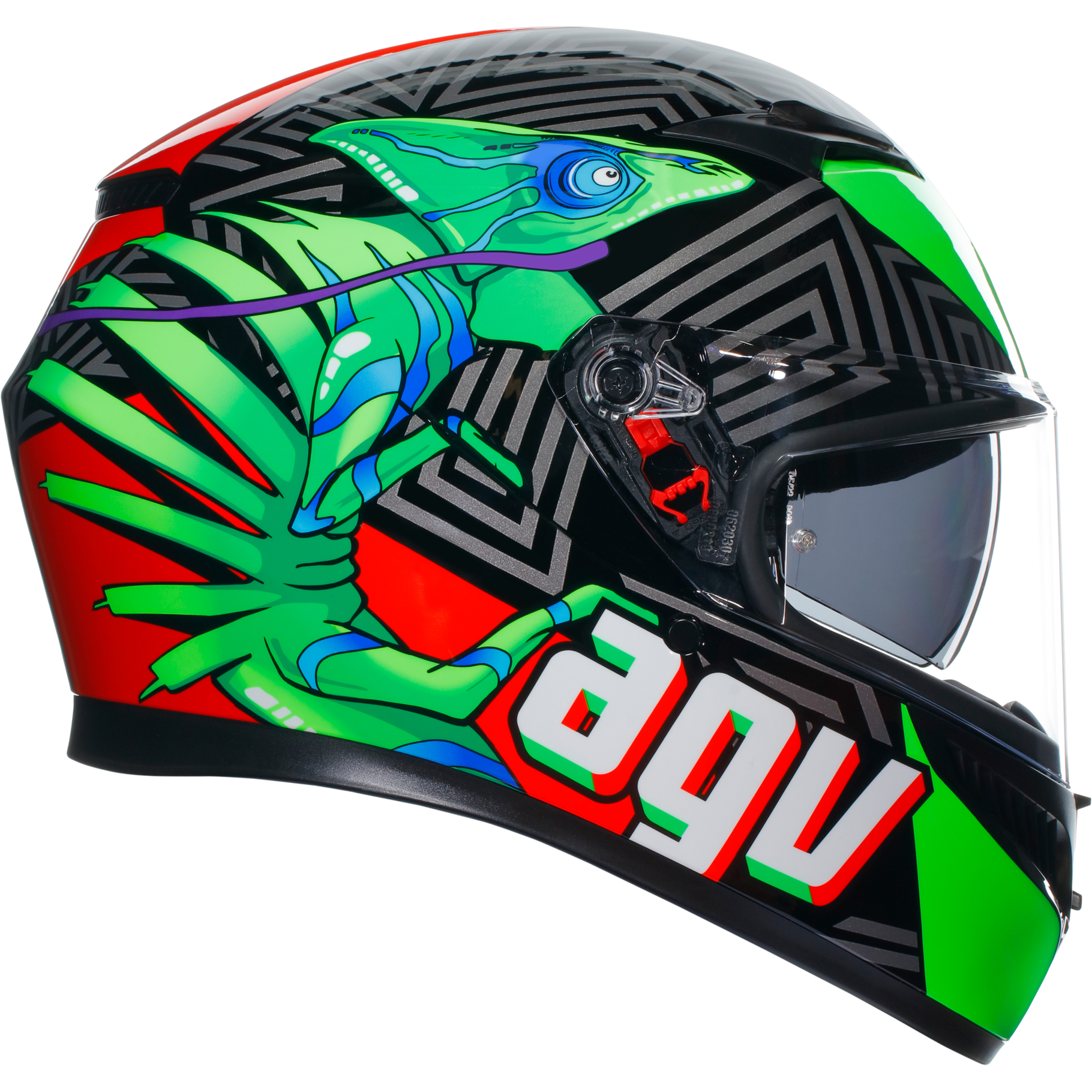 AGV K3 Kamaleon Full Face Helmet - Black / Green / Red