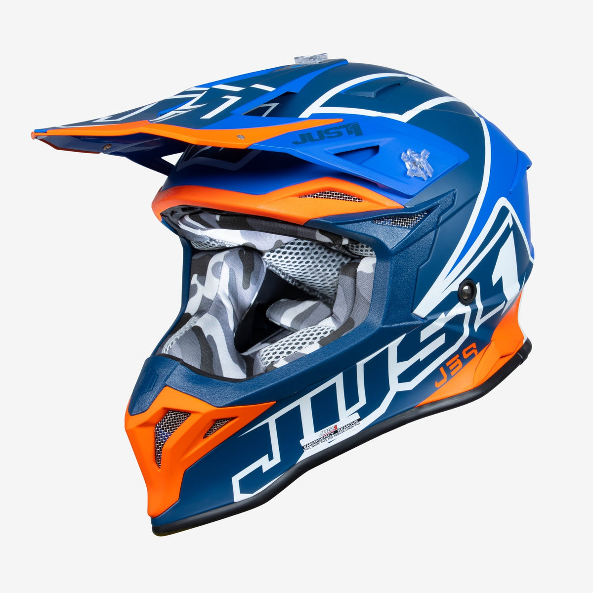 JUST1 J39 THRUSTER WHITE ORANGE BLUE MX HELMET
