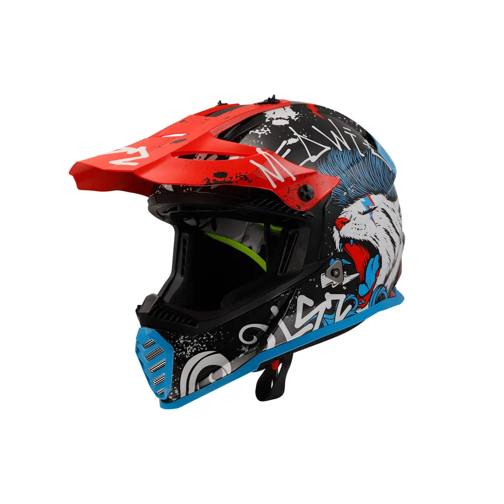 LS2 MX437 BLACK RED BLUE KIDS S MX HELMET