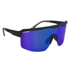 Oxford Pave Black Frame Blue Mirror Lens Sunglasses - BLAK/BLUE