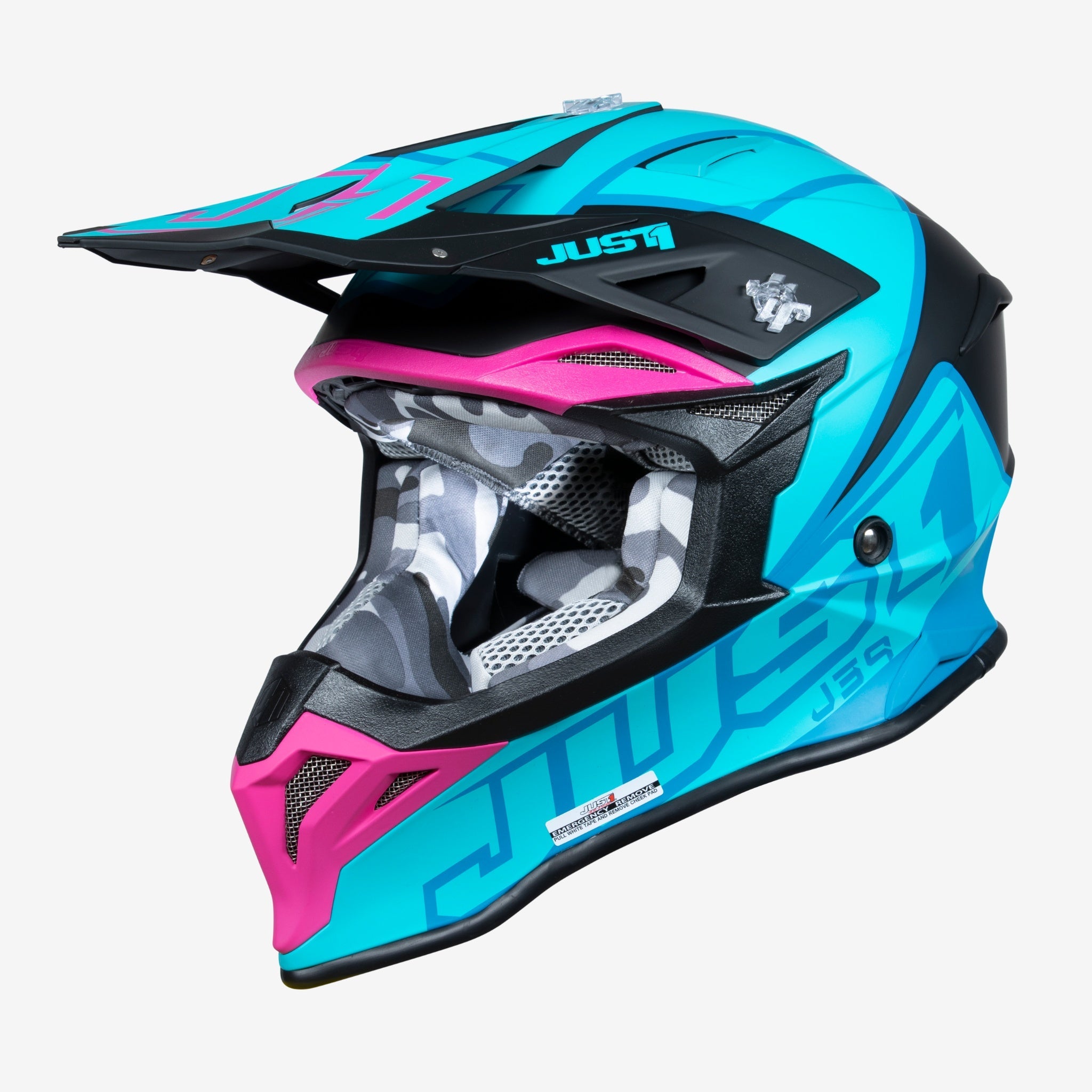 JUST1 J39 THRUSTER BLUE FUXIA BLACK MX HELMET