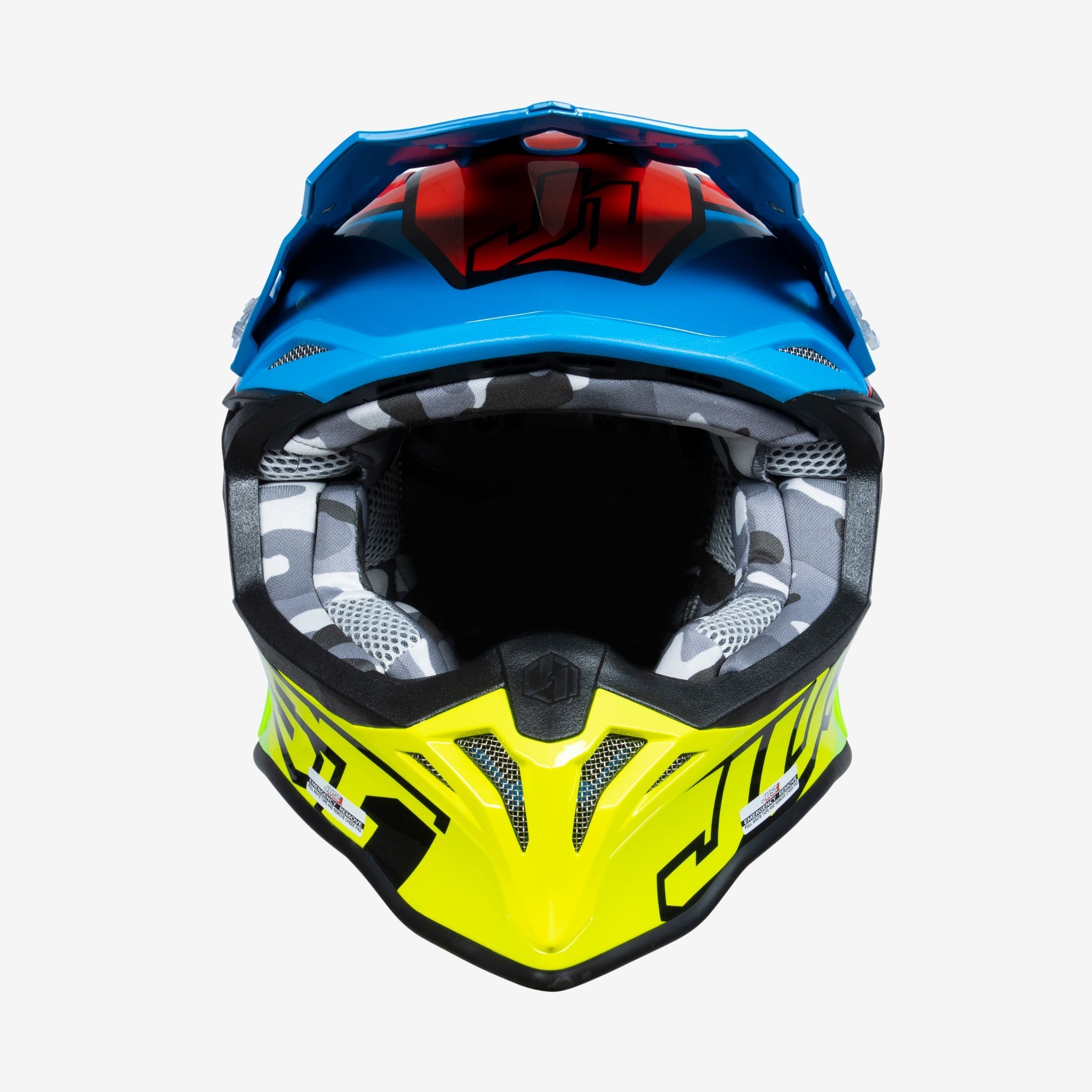 JUST1 J39 THRUSTER YELLOW RED BLUE MX HELMET