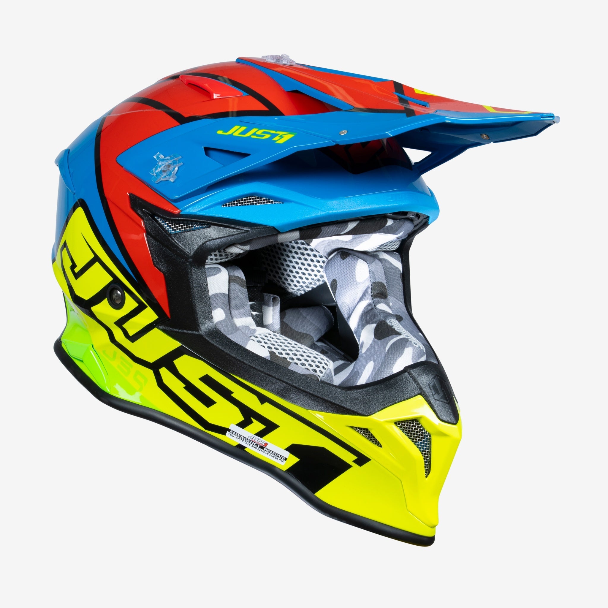 JUST1 J39 THRUSTER YELLOW RED BLUE MX HELMET