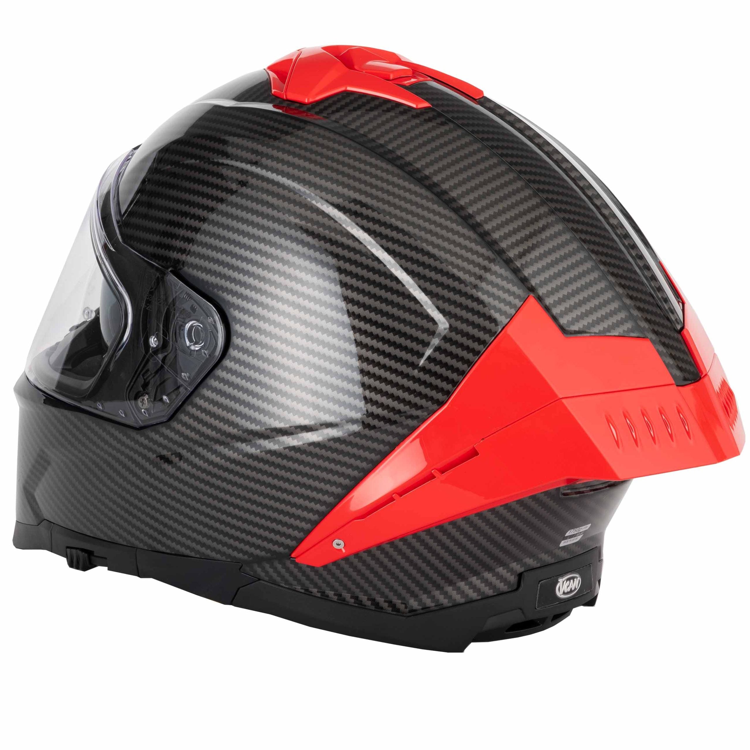 VCAN H162 X-ZERO CARBON LOOK BLACK RED HELMET