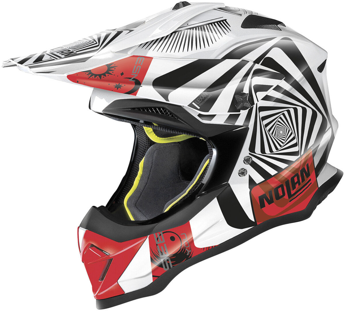 Nolan N53 MX Helmet Riddler - White / Red / Black
