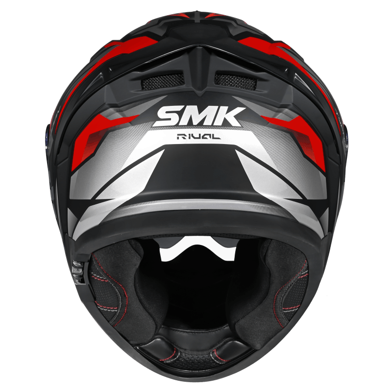 SMK Typhoon Rival MA263 Motorcycle Helmet - Matt Black / Red