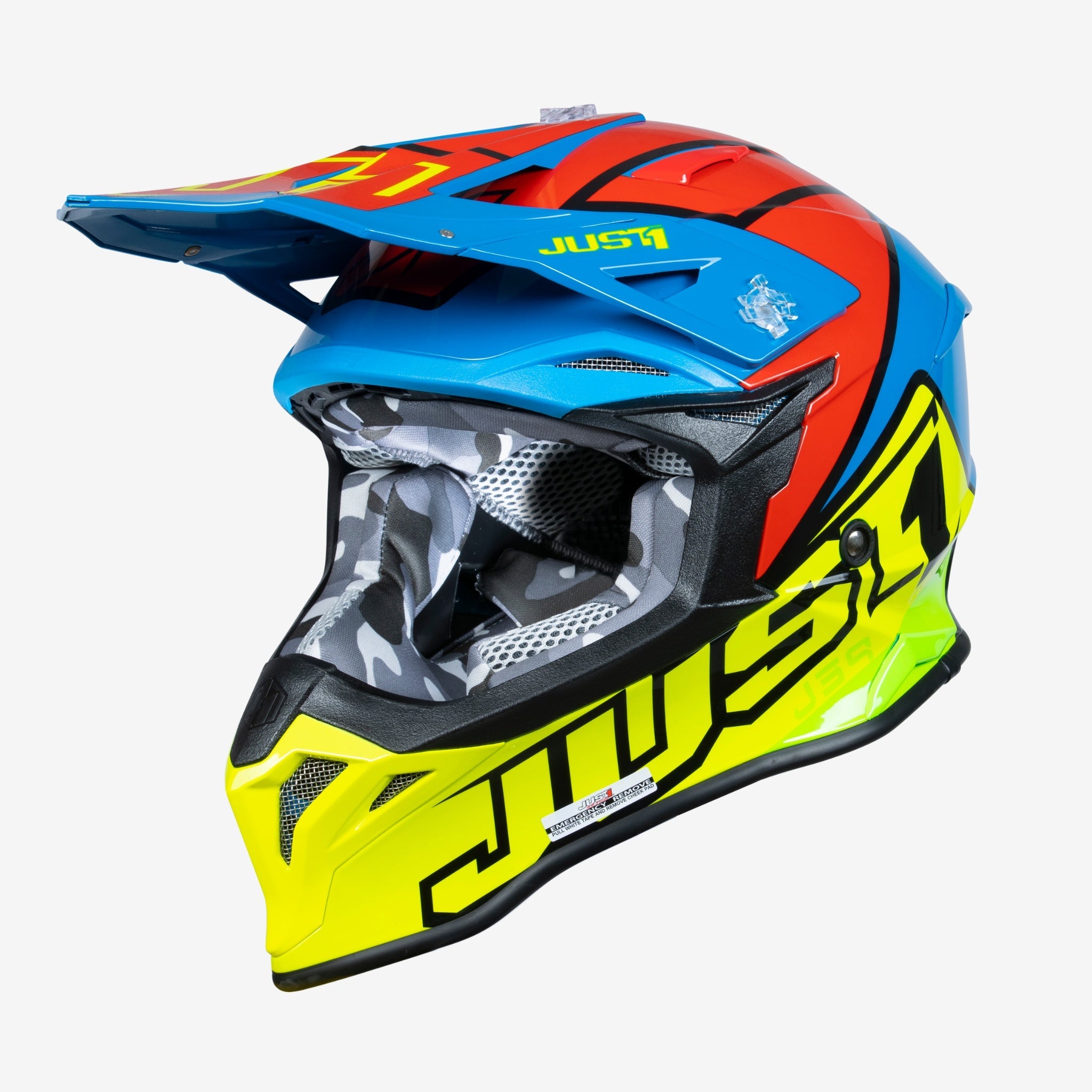 JUST1 J39 THRUSTER YELLOW RED BLUE MX HELMET