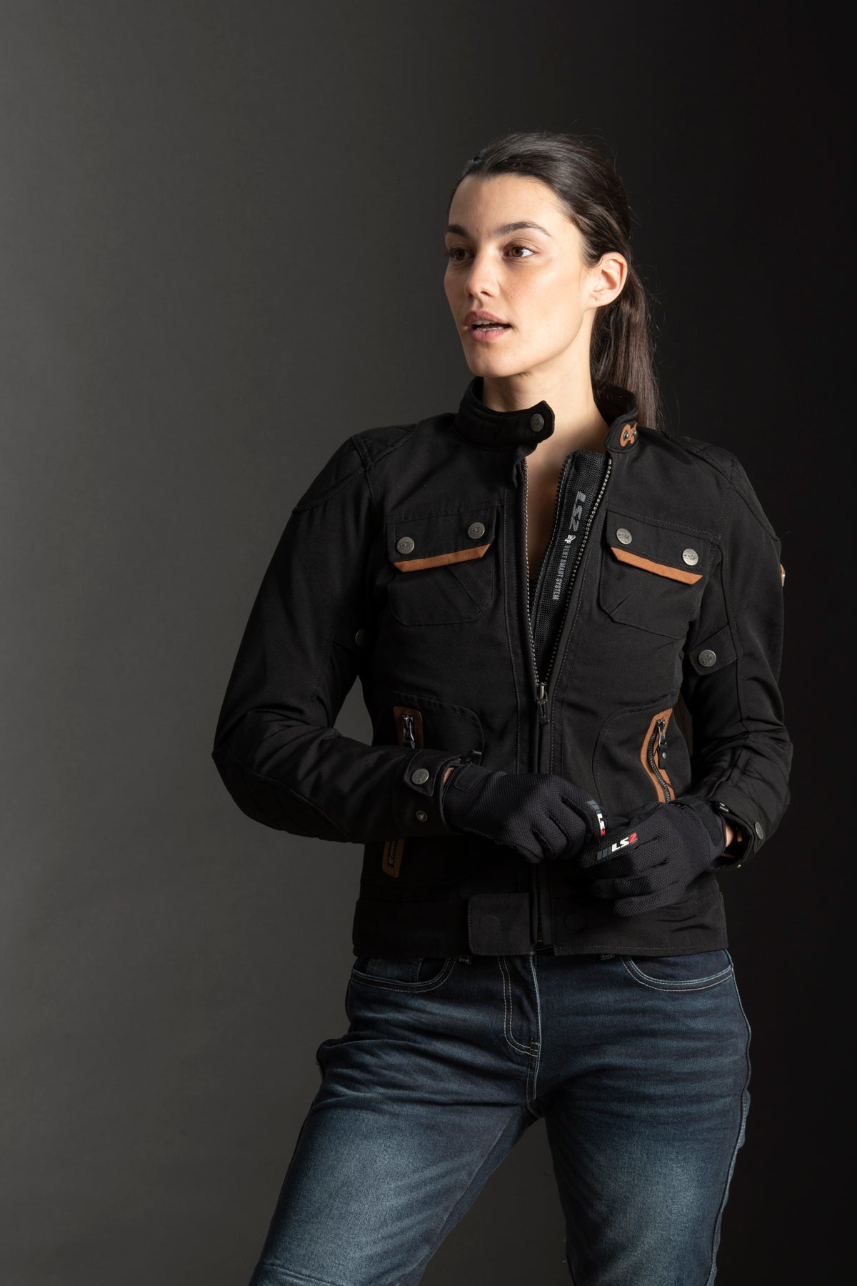LS2 BULLET BLACK LADIES JACKET