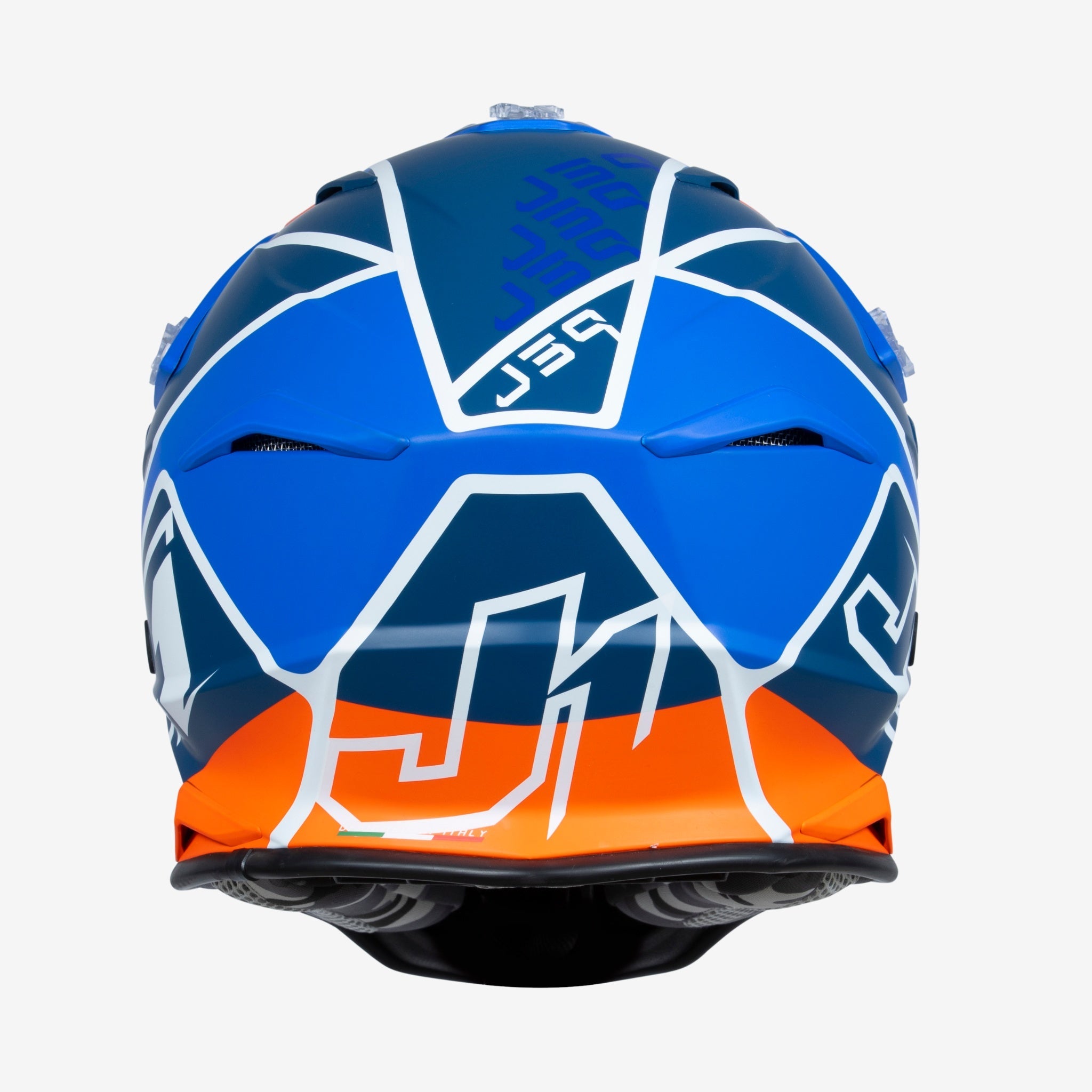 JUST1 J39 THRUSTER WHITE ORANGE BLUE MX HELMET