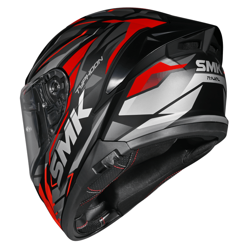 SMK Typhoon Rival MA263 Motorcycle Helmet - Matt Black / Red