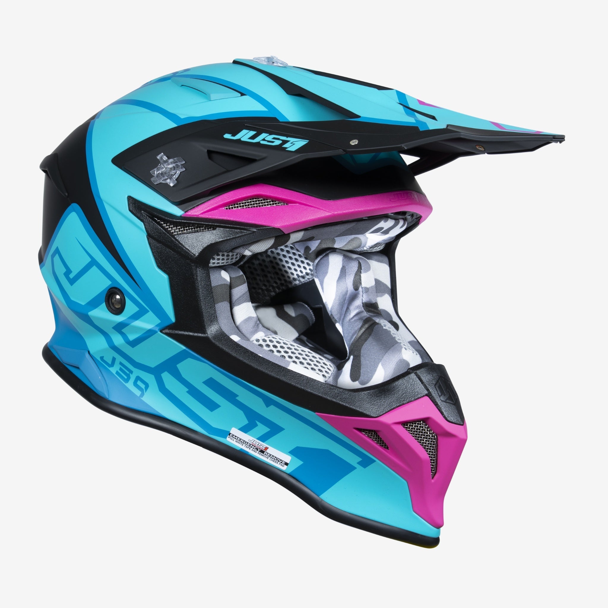 JUST1 J39 THRUSTER BLUE FUXIA BLACK MX HELMET